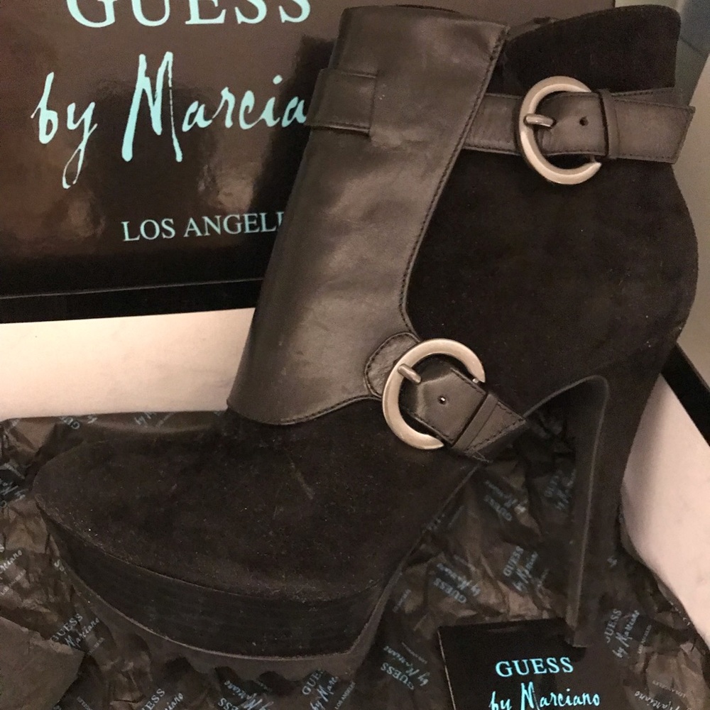 Marciano black multi suede boots.